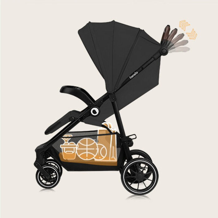 Carucior sport, Lionelo, Emma One, cu tavita, Suport pahar, Plasa de tantari, Roti EVA, Maner reglabil, Pana la 22 kg, 6 luni+, Gri [30]