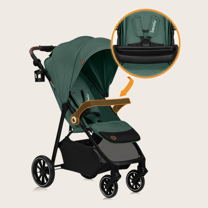 Carucior sport, Lionelo, Emma One, cu tavita, Suport pahar, Plasa de tantari, Roti EVA, Maner reglabil, Pana la 22 kg, 6 luni+, Verde [28]