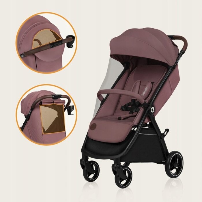 Carucior sport, Lionelo, Ingrid, Capotina impermeabila cu filtru UPF50+, Pana la 22 Kg, Sistem pentru pliere automata, 6 luni+, Roz [16]