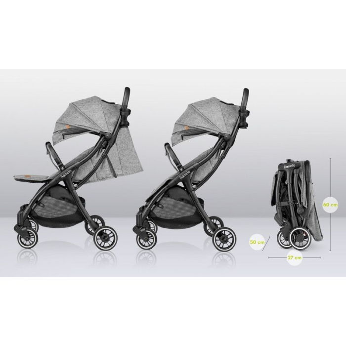 Carucior sport, Lionelo, Julie One, Cadru din aluminiu, 0-22 kg, Pliere compacta pentru avion, Gri [33]