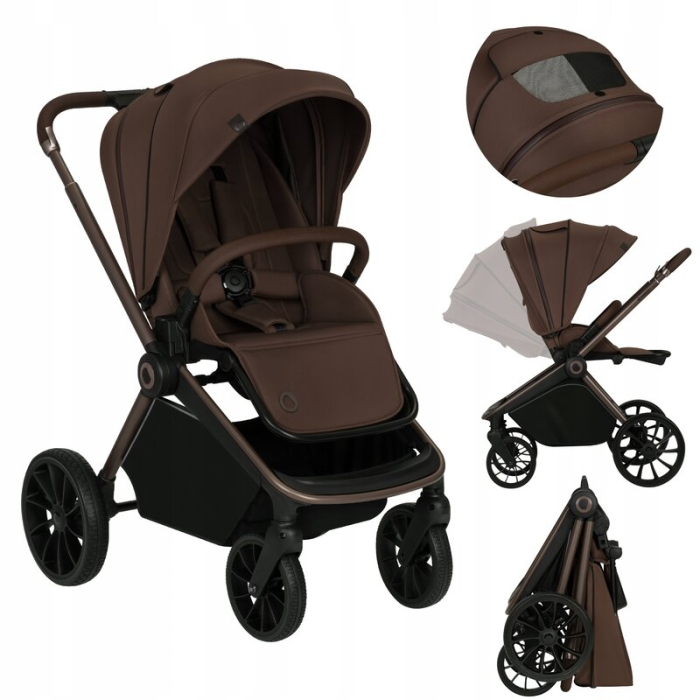 Carucior sport, Lionelo, Mika Plus, Cadru din aluminiu, Copertina XXL, cu accesorii, Pana la 22 kg, 6-48 luni; Mocha Mousse [4]