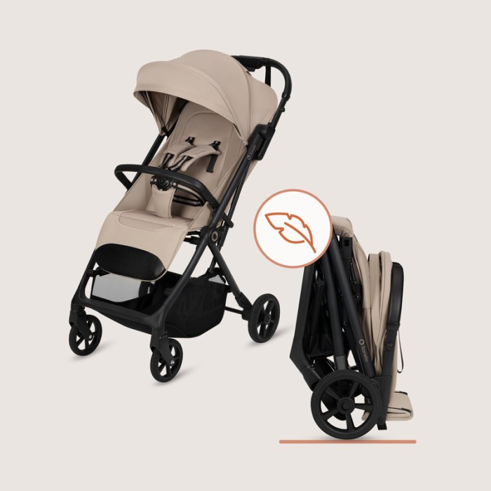 Carucior sport, Lionelo, Tansi, Pliere automata, Ultracompact, Manevrare cu o mana, Roti cu tehnologie GravelTech, Spatar si suport picioare reglabile, 6-48 luni, Sustine 22 kg, Bej [23]
