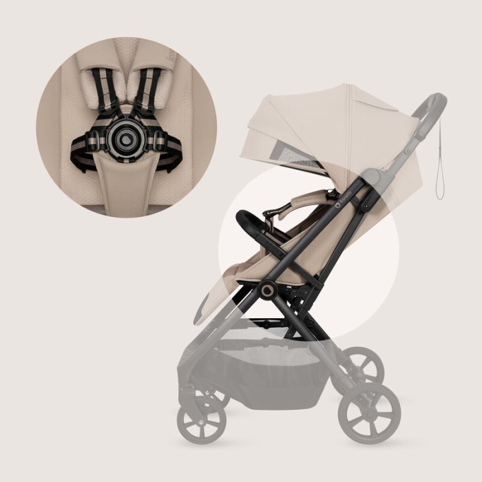 Carucior sport, Lionelo, Tansi, Pliere automata, Ultracompact, Manevrare cu o mana, Roti cu tehnologie GravelTech, Spatar si suport picioare reglabile, 6-48 luni, Sustine 22 kg, Bej [24]