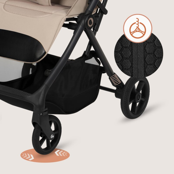 Carucior sport, Lionelo, Tansi, Pliere automata, Ultracompact, Manevrare cu o mana, Roti cu tehnologie GravelTech, Spatar si suport picioare reglabile, 6-48 luni, Sustine 22 kg, Bej [21]