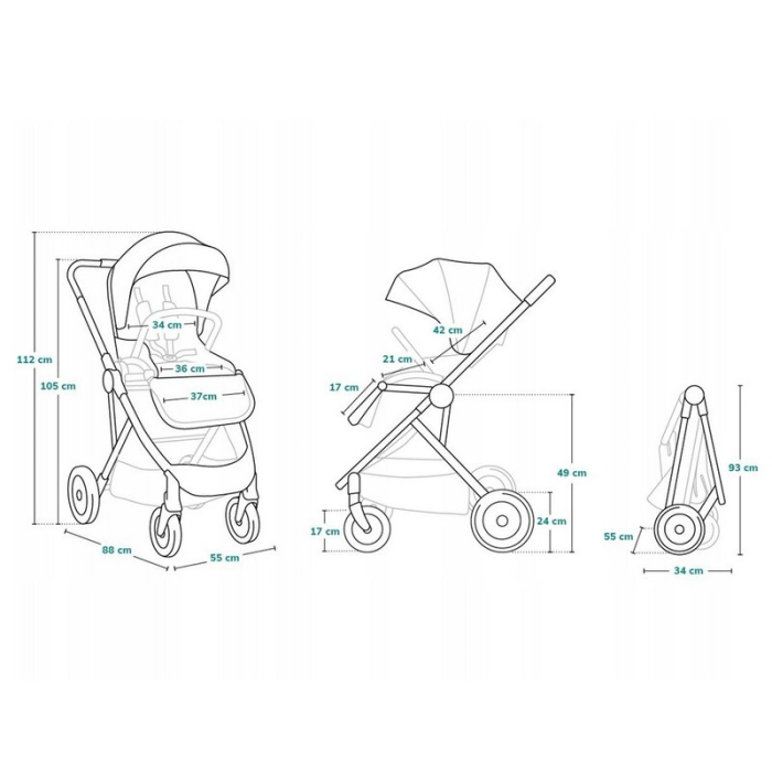 Carucior sport, Lionelo, Zoey, De la nastere, cu accesorii, Cadru din aluminiu, 0- 15 kg, Gri [22]