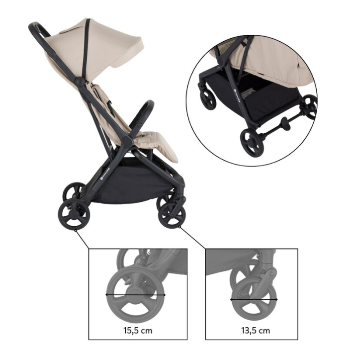 Carucior sport, Petite&Mars, Flip, Pliere compacta cu o mana, Spatar reglabil pana la pozitie de somn, Suport picioare reglabil, Copertina extensibila cu protectie UPF50+, Pana la 22 kg, 0 luni+, Bej [13]