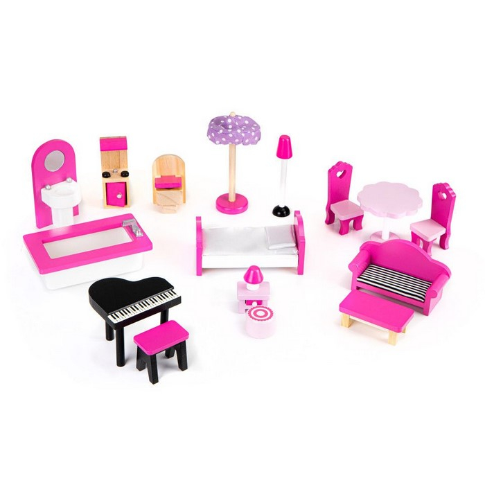 Casuta de papusi din lemn cu iluminare LED si mobilier Ecotoys HM006391 [8]