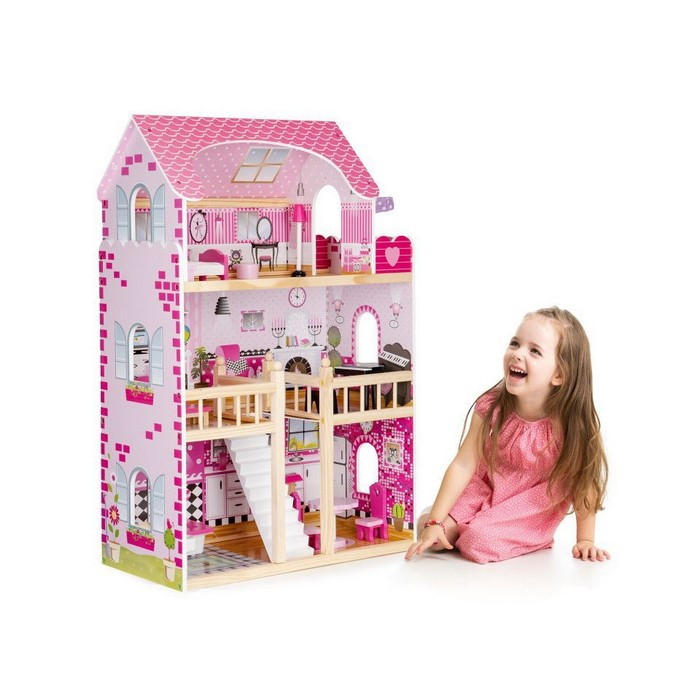 Casuta de papusi din lemn cu iluminare LED si mobilier Ecotoys HM006391 [2]