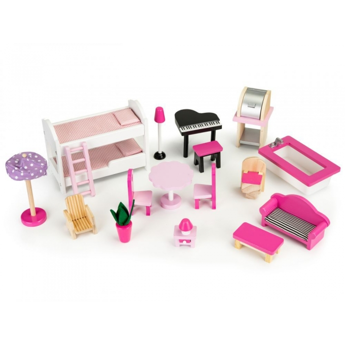 Casuta de papusi din lemn XXL cu lift si tobogan Ecotoys TL49059 [4]