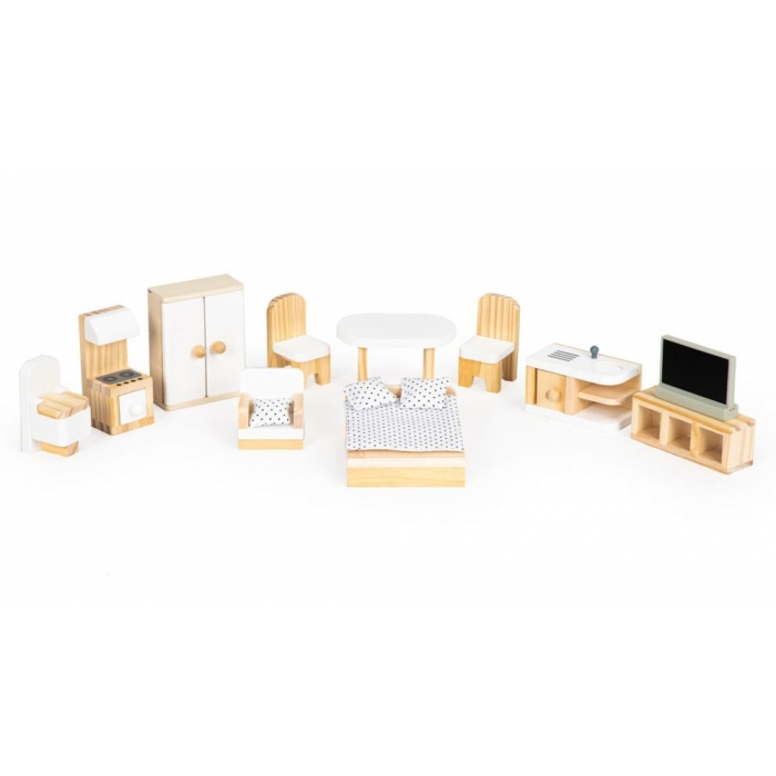 Casuta de papusi inalta din lemn cu mobilier, casuta lui Emma, Ecotoys 8301 [5]