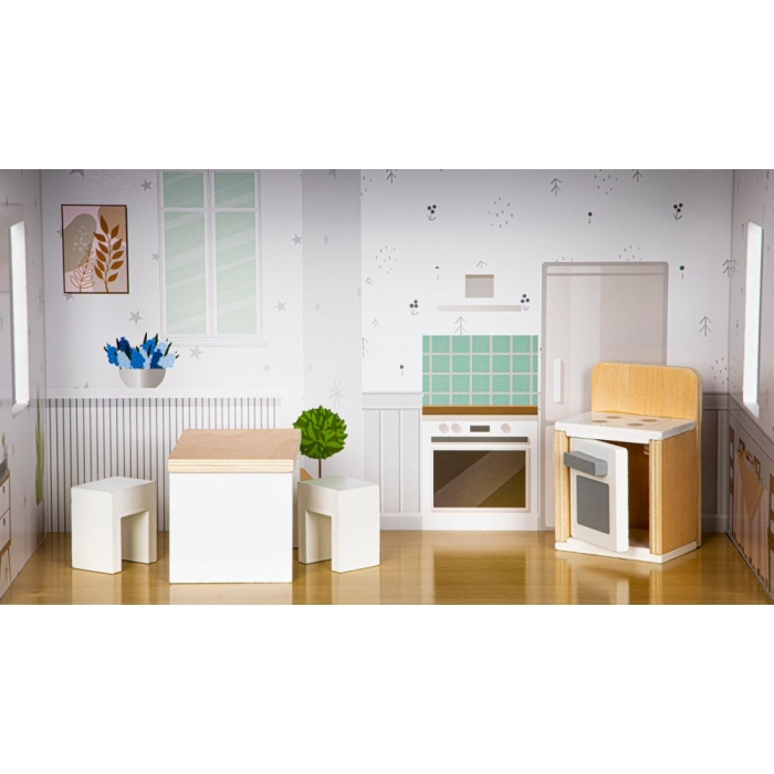 Casuta de papusi inalta din lemn cu mobilier, casuta lui Grace, Ecotoys 8210 [4]