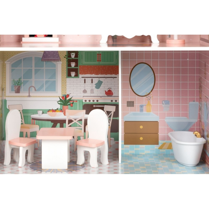 Casuta de papusi inalta din lemn cu mobilier Ecotoys D8112 [6]