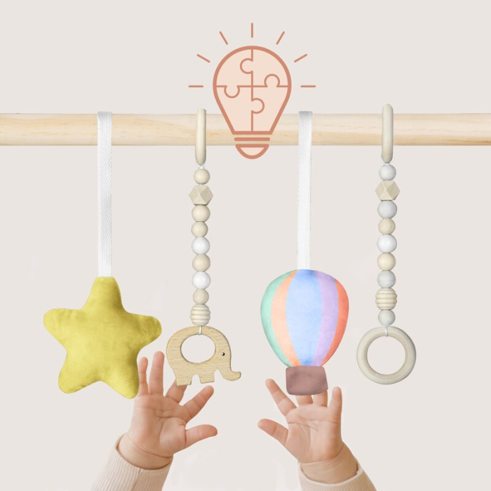 Centru de activitati, Lionelo, Anis Set, cu arcada Montessori, din lemn de pin, Jucarii plus, 4 jucarii suspendate, Multicolor [19]