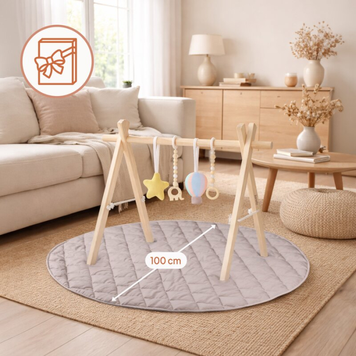 Centru de activitati, Lionelo, Anis Set, cu arcada Montessori, din lemn de pin, Jucarii plus, 4 jucarii suspendate, Multicolor [24]