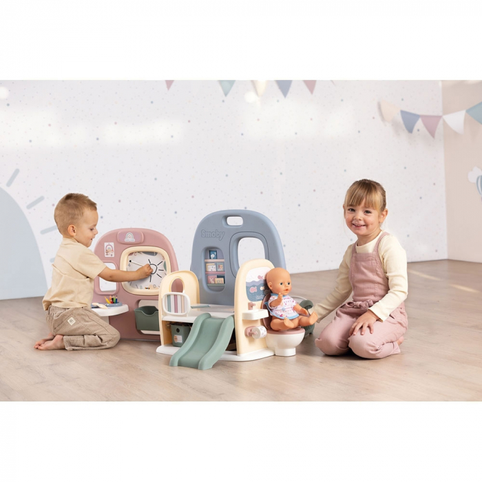 Centru de ingrijire pentru papusi Smoby Baby Care Childcare Center albastru roz cu accesorii [6]