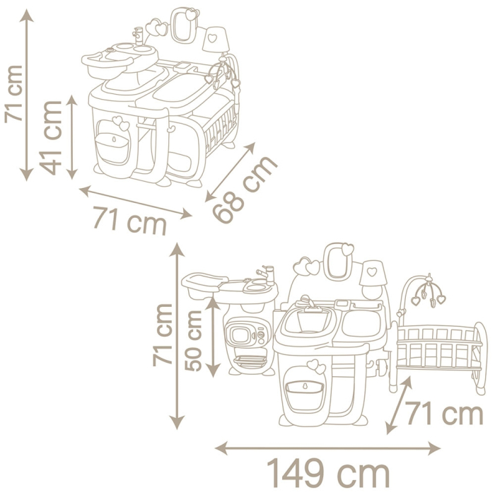 Centru de ingrijire pentru papusi Smoby Baby Nurse Doll`s Play Center maro cu 23 accesorii [4]