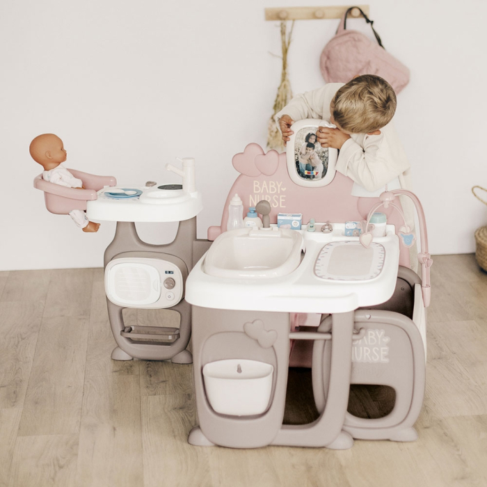 Centru de ingrijire pentru papusi Smoby Baby Nurse Doll`s Play Center maro cu 23 accesorii [7]