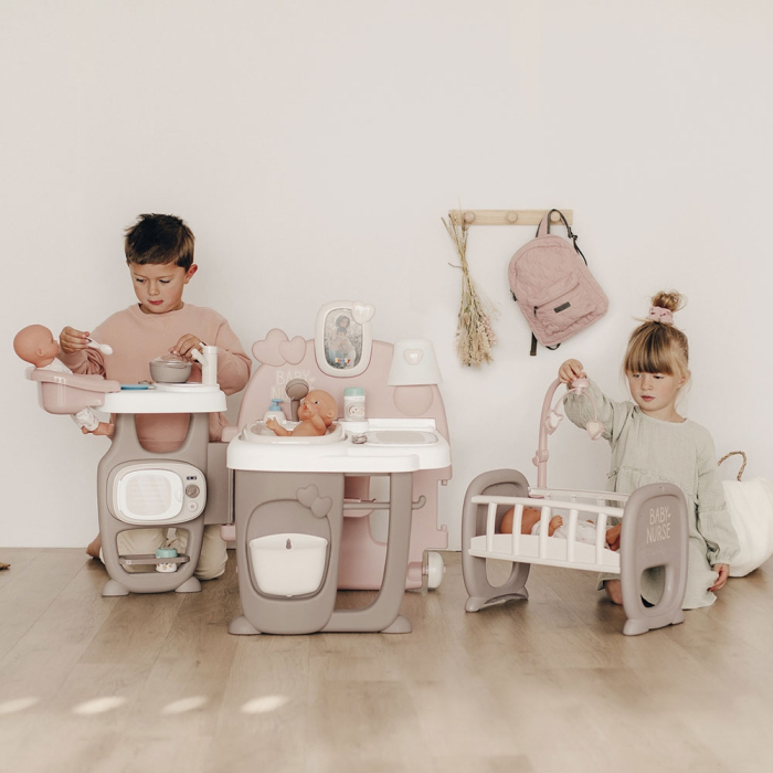 Centru de ingrijire pentru papusi Smoby Baby Nurse Doll`s Play Center maro cu 23 accesorii [5]