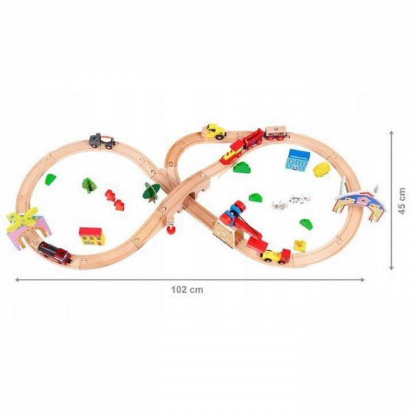 Circuit din lemn cale ferata din 78 piese Ecotoys HM008999 [8]