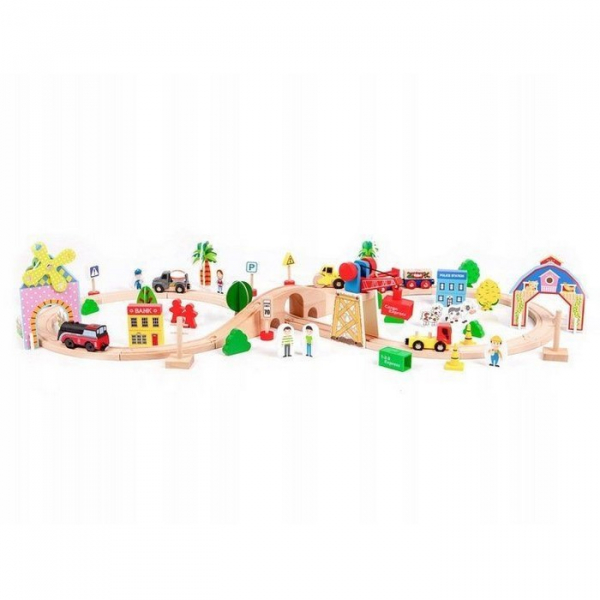 Circuit din lemn cale ferata din 78 piese Ecotoys HM008999 [3]