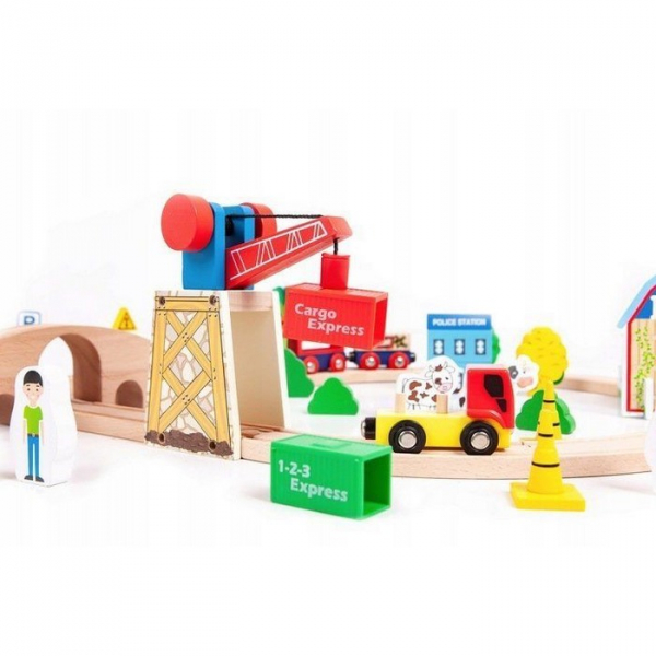 Circuit din lemn cale ferata din 78 piese Ecotoys HM008999 [5]