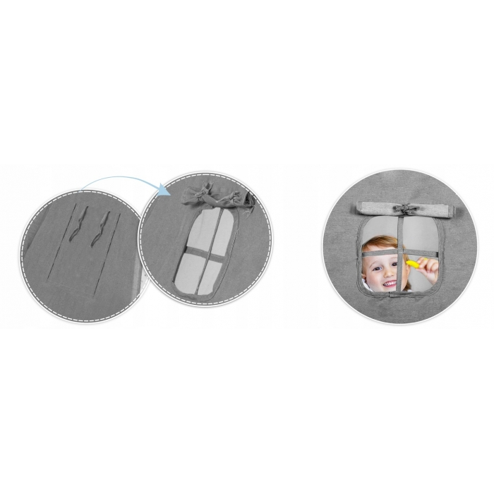 Cort de joaca pentru copii cu ghirlanda, salteluta si 3 pernite Nukido 116 x 116 x 165 cm - Gri [9]