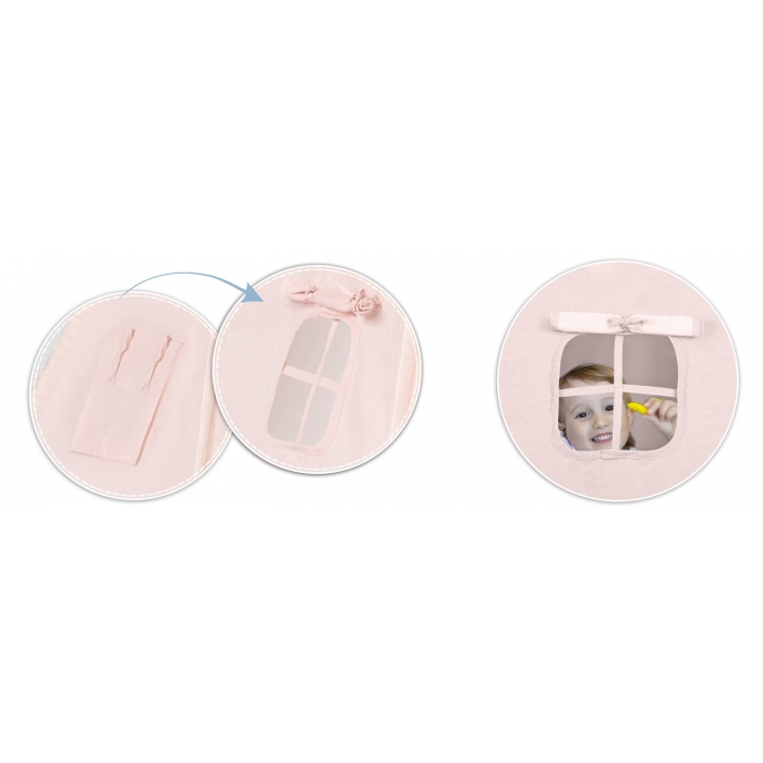 Cort de joaca pentru copii cu ghirlanda si 2 pernite Nukido 116 x 116 x 165 cm - Roz [8]