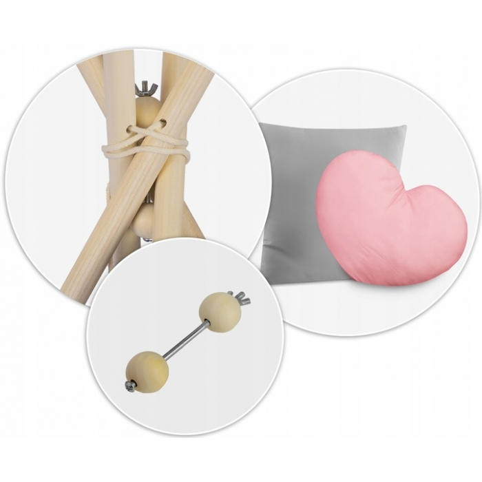 Cort de joaca pentru copii cu ghirlanda si 2 pernite Nukido 116 x 116 x 165 cm - Roz [7]