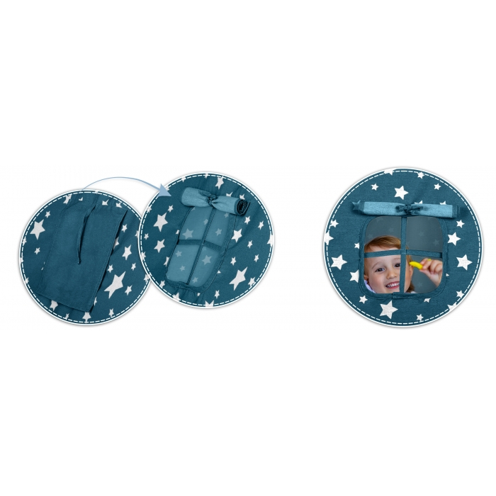 Cort de joaca pentru copii cu lumini si 2 pernite Nukido 120 x 120 x 165 cm - Bleumarin cu stelute  [6]