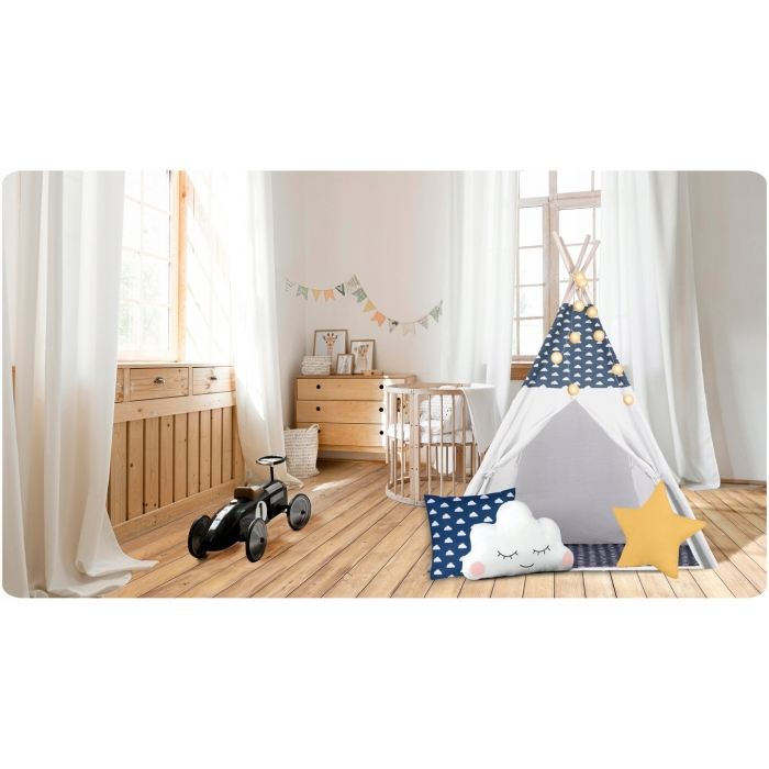 Cort de joaca pentru copii cu lumini si 3 pernite Nukido 120 x 120 x 165 cm - Bleumarin [6]