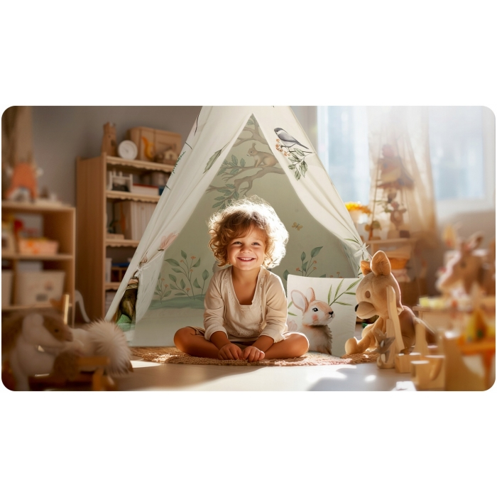 Cort de joaca pentru copii cu o pernita Nukido 114 x 114 x 165 cm - Bej [2]