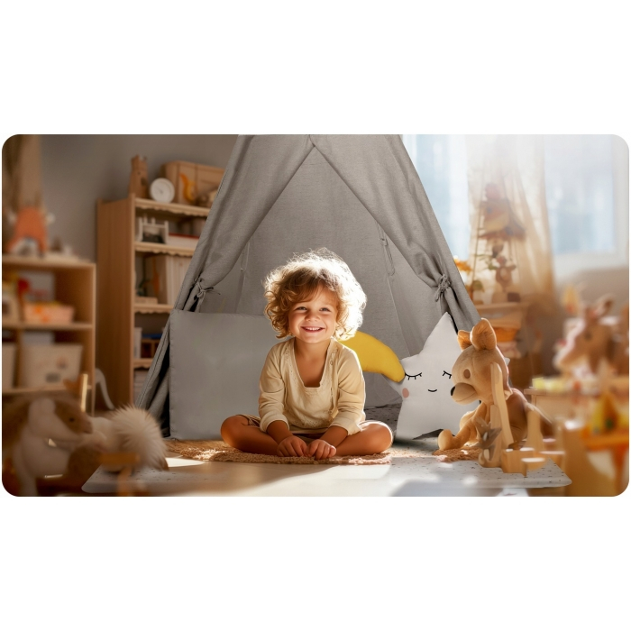 Cort de joaca pentru copii cu salteluta si 3 pernite Nukido 116 x 116 x 165 cm - Gri [2]