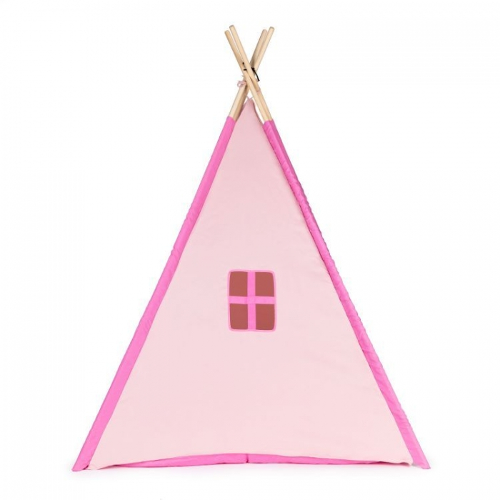Cort indian teepee de joaca pentru copii, tip wigwam Ecotoys - Roz [3]