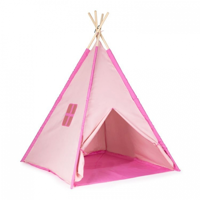 Cort indian teepee de joaca pentru copii, tip wigwam Ecotoys - Roz [4]
