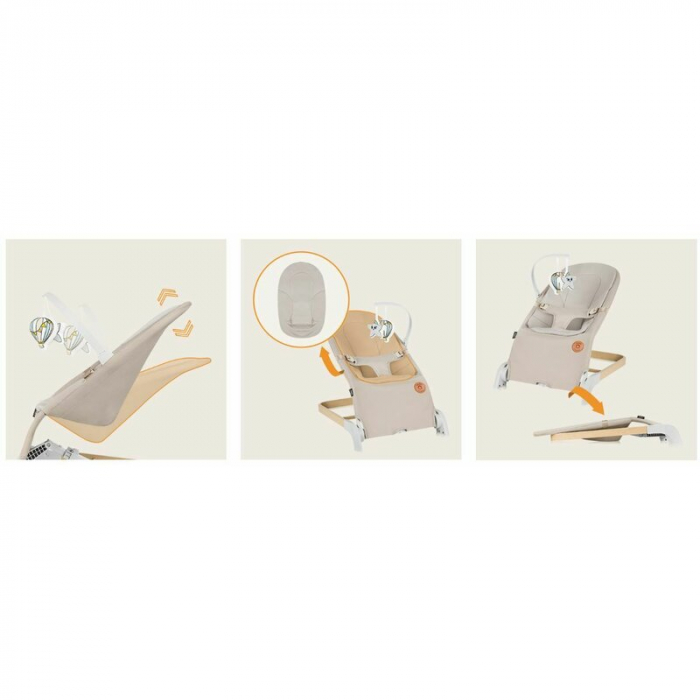 Fotoliu balansoar Lionelo Lilac cu arcada cu jucarii Ergonomic Reglare spatar in 3 pozitii Pernuta moale invelita in tesatura de bambus Pliabil 0-6 luni Bej [18]