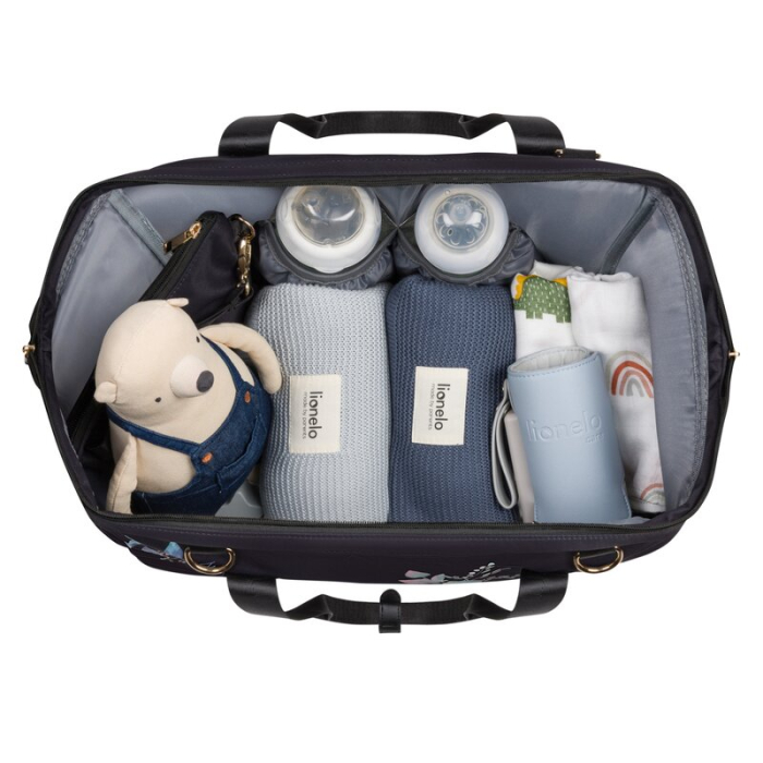 Geanta pentru mamici, Lionelo, Ida, Golden Moments, Editie limitata, cu multiple compartimente, Negru [6]