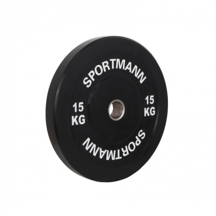 Greutate Cauciuc Bumper Plate SPORTMANN - 15 kg / 51 mm - Negru [2]