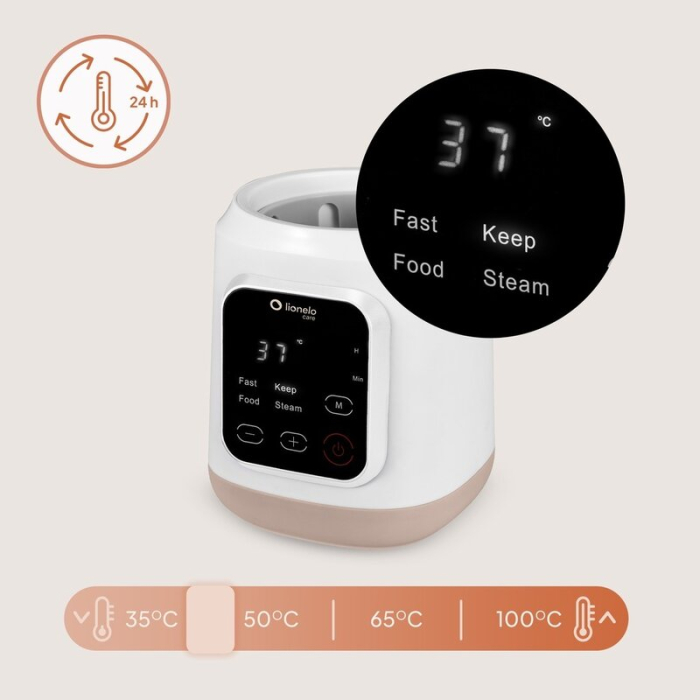 Incalzitor biberoane, Lionelo, ThermUp 3.0, 6 in 1, Incalzire, Decongelare, Sterilizare, Mentinerea temperaturii, 400 W, 35-100°C, Panou de comanda tactil, Fara BPA, Oprire automata, Placa de incalzir [14]