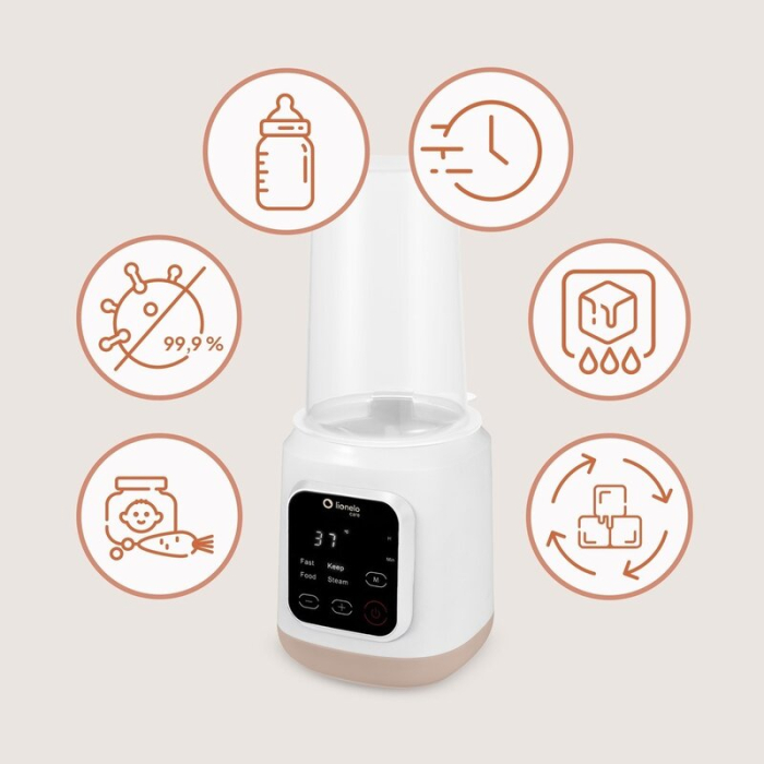 Incalzitor biberoane, Lionelo, ThermUp 3.0, 6 in 1, Incalzire, Decongelare, Sterilizare, Mentinerea temperaturii, 400 W, 35-100°C, Panou de comanda tactil, Fara BPA, Oprire automata, Placa de incalzir [17]
