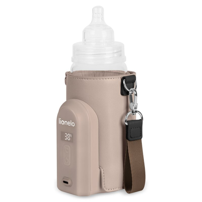 Incalzitor biberoane, Lionelo, ThermUp Go Evo, Portabil, Cu 5 niveluri de incalzire, Cu buton Safety Control, Mentinere caldura pana la 9h, Incarcare USB, Bej inchis [3]