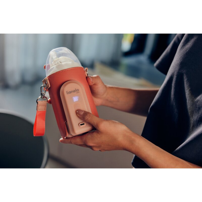 Incalzitor biberoane, Lionelo, ThermUp Go Evo, Portabil, Cu 5 niveluri de incalzire, Cu buton Safety Control, Mentinere caldura pana la 9h, Incarcare USB, Roz deschis [13]