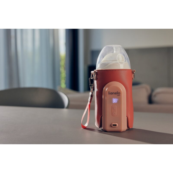 Incalzitor biberoane, Lionelo, ThermUp Go Evo, Portabil, Cu 5 niveluri de incalzire, Cu buton Safety Control, Mentinere caldura pana la 9h, Incarcare USB, Roz deschis [11]