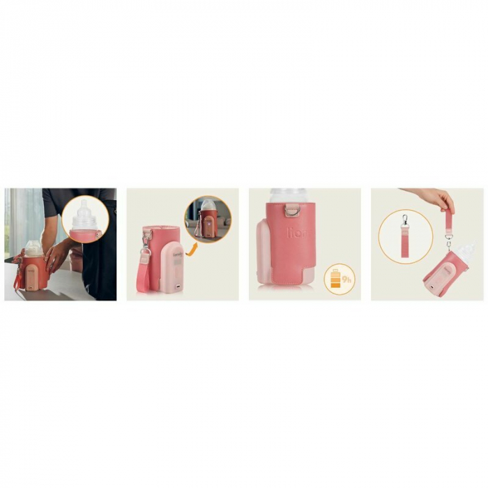 Incalzitor biberoane Lionelo ThermUp Go Evo Portabil cu 5 niveluri de incalzire Roz [11]