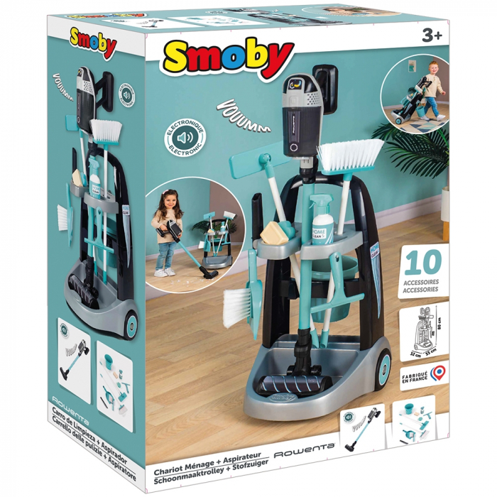 Jucarie Smoby Set curatenie cu troller si aspirator electronic Rowenta negru [13]