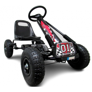 Kart cu pedale Gokart, 3-7 ani, roti gonflabile, G1 R-Sport - Negru [5]