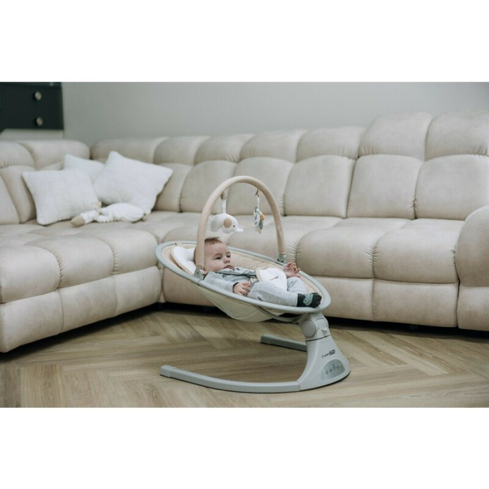 Leagan balansoar, FreeOn, Elite, cu 12 melodii, 5 viteze de balansare si 3 pozitii de reglare a spatarului, Beige [14]