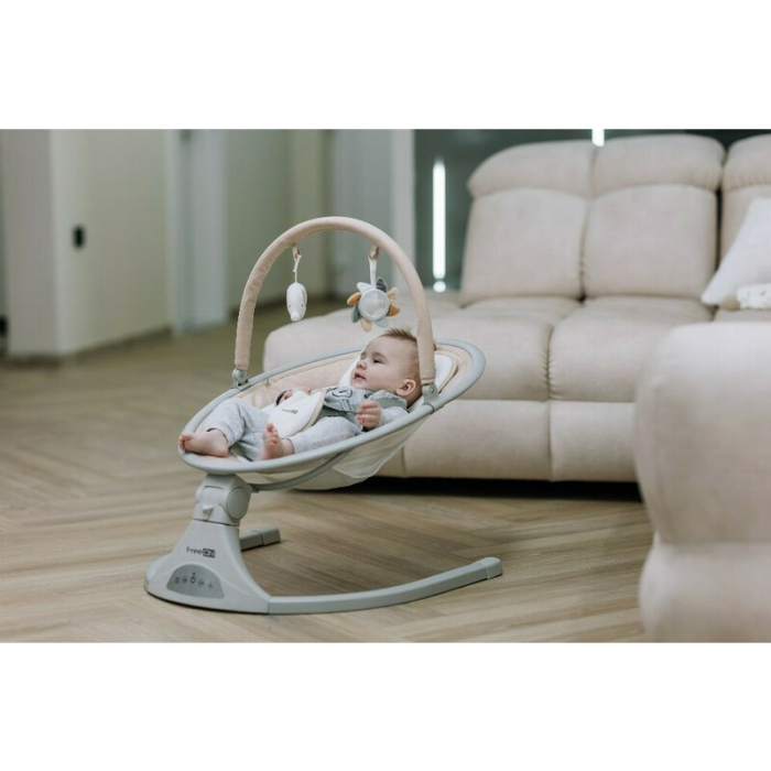 Leagan balansoar, FreeOn, Elite, cu 12 melodii, 5 viteze de balansare si 3 pozitii de reglare a spatarului, Beige [12]