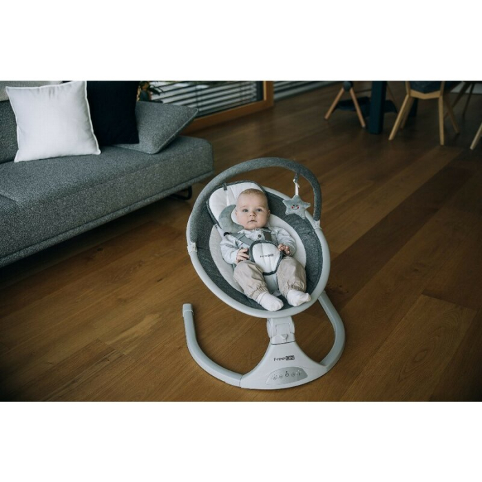 Leagan balansoar, FreeOn, Elite, cu 12 melodii, 5 viteze de balansare si 3 pozitii de reglare a spatarului, Grey [19]