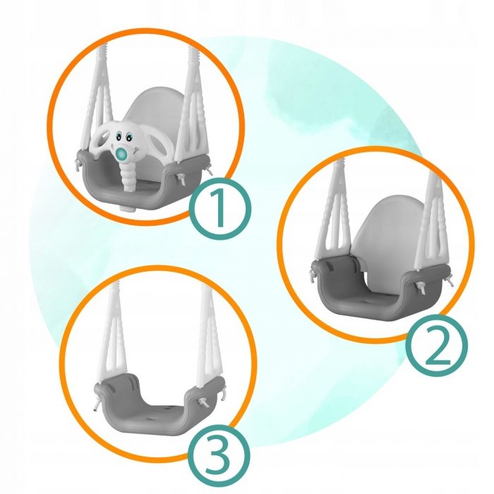 Leagan de gradina Ricokids Elefant 770200 - Gri cu alb [2]