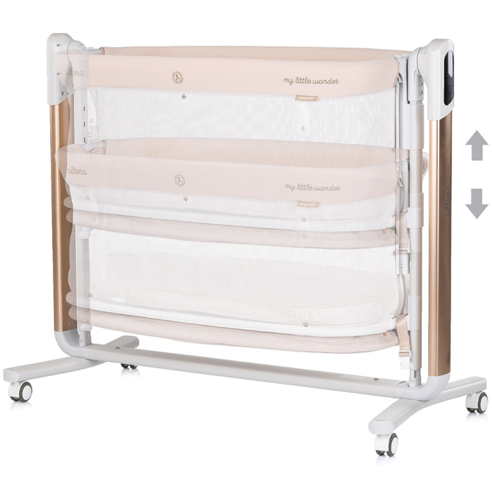 Leagan electric si patut pentru copii Chipolino Ultima cu laterala culisanta beige [4]